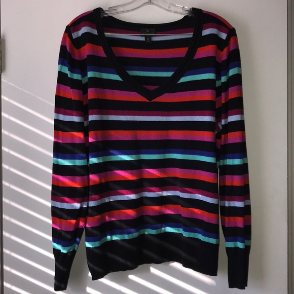 Worthington Tops - Striped V-Neck Sweater